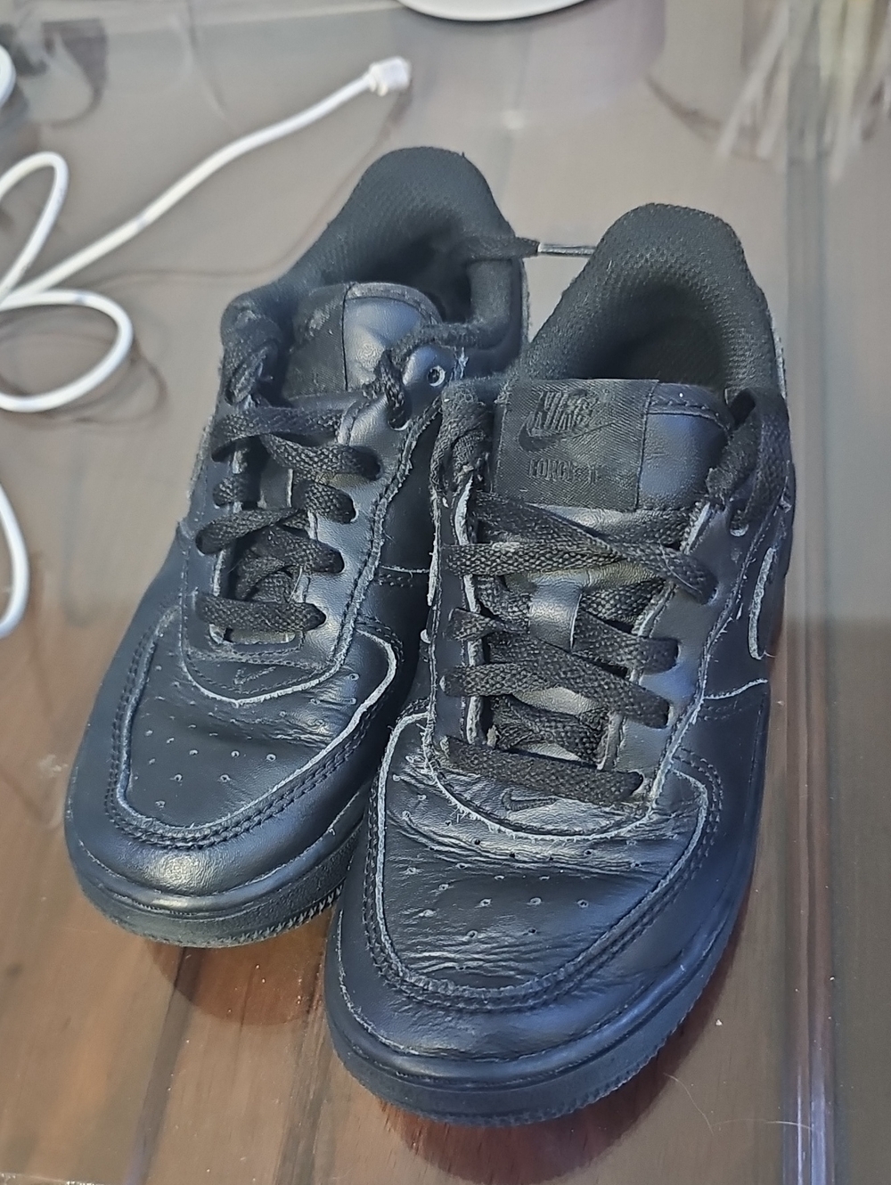 Nike Kids Black Leather Low-Top Sneakers